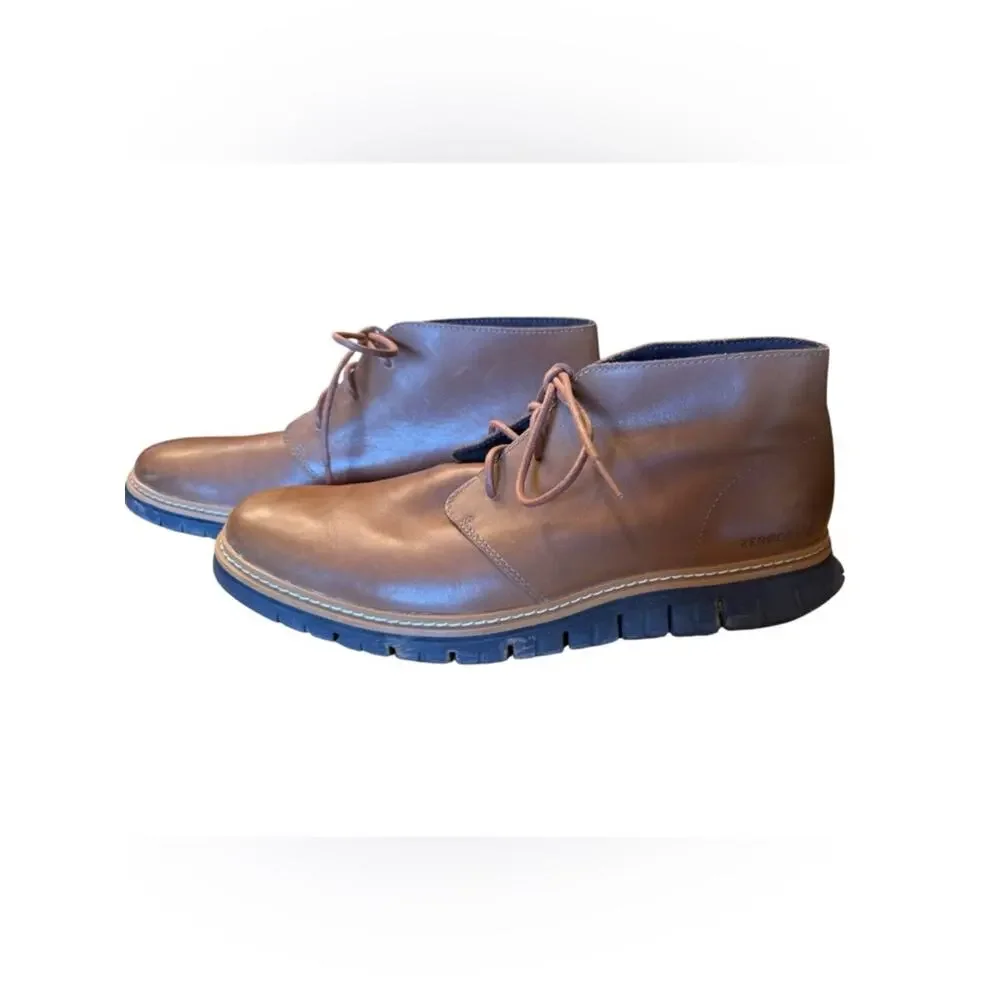 Cole Haan Men's Size 11.5 Rust Brown Leather Chukka Boots - Classic Lace-Up